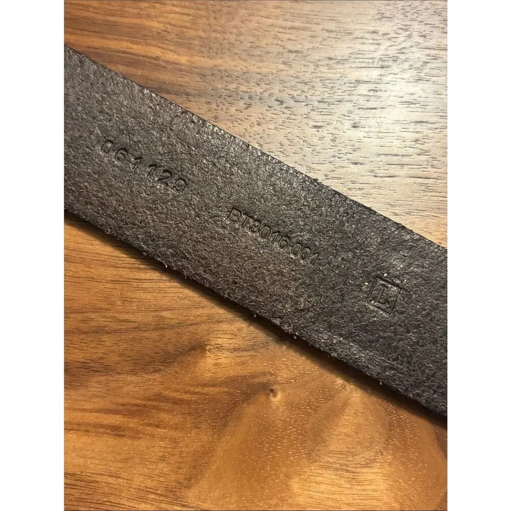 Fossil Embossed Black Leather Belt with Metal Buckle and Metal detail - Large